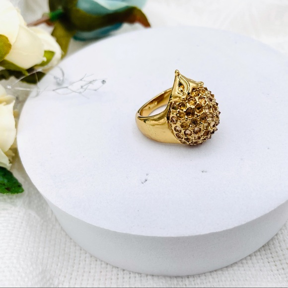 Auth Kate Spade Gold Into The Woods Hedgehog Cocktail Ring Size Of 6 - Picture 2 of 5
